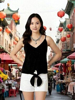 NWT Chloe Oliver Noir Soft Crinkle Velvet Cami